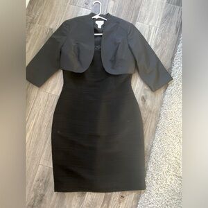 Talbots Petite Black Sleeveless Dress with Silk Jacket